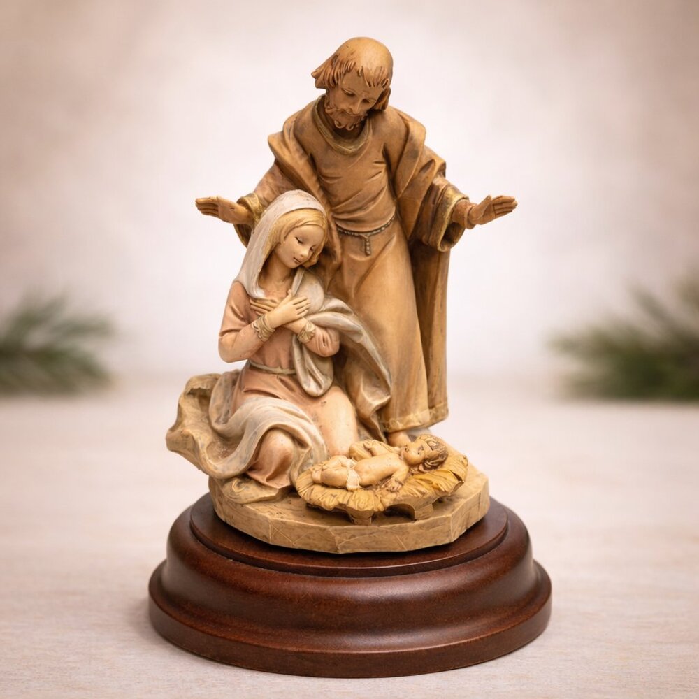 Vintage Italian Nativity Music Box Silent Night Depose Italy Holy Family